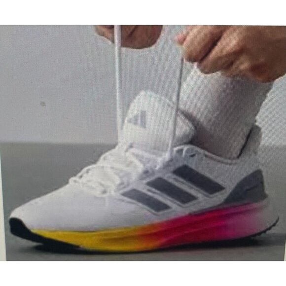 Adidas Ultrarun 5 Running Shoes White/Pink/Yellow US 11.5 Mens Lightweight - Picture 3 of 16